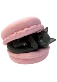 1 Piece Clever Idiots Kitsch Cafe du Meow Desert Cat Keychain Pink Macaroon 